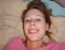 A chicks giving head and taking a facial in POV style shots Image 4