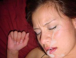A babes giving head and taking a facial in POV style pics Image 8
