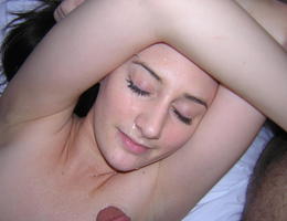 A babes giving head and taking a facial in POV style shots Image 3