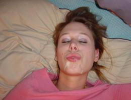 A ladies giving head and taking a facial in POV style images Image 2
