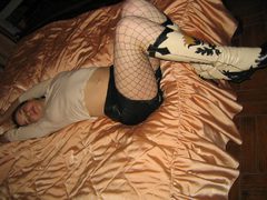 My cute girlfriends and my horny sexy wife like posing for my camera in stockings. Image 6